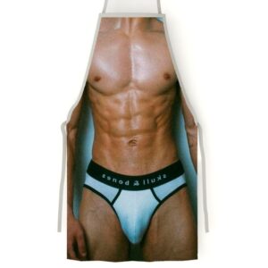 Avental Sexy 3D Masculino Com Cueca Preta E Branca Estilo Slip Pimenta Sexy