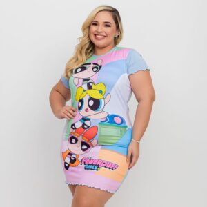 Camisola Encanto Plus Size Meninas Super Poderosas Amável Moda Íntima