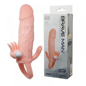 Capa Peniana Com Extensor De 4Cm E Anel Para Escroto Com Estimulador E Capsula Vibratória