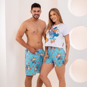 Kit Pijama Casal Estampa Donald E Daisy Duck Amável Moda Íntima