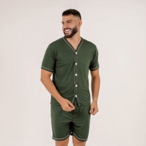 Pijama Americano Liso Masculino Amável Moda Íntima