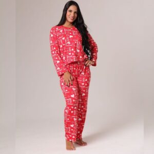 Pijama Inverno Com Calça E Blusa De Manga Longa Garota Dorme Bem