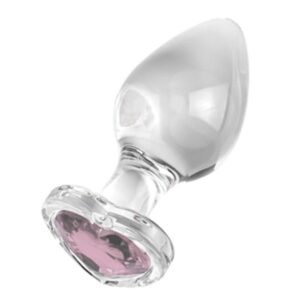 Plug Anal De Vidro Grande Com Pedra Brilhante Formato Coração