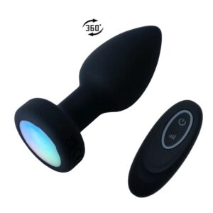 Plug Anal Em Silicone Com Led 10 Modos De Vibração E Rotação