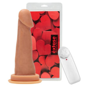 Prótese Maciça Com Vibro E Ventosa 16 X 4,7Cm Êxtase