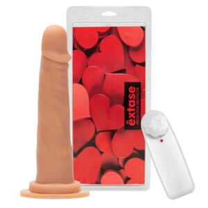 Prótese Maciça Com Vibro E Ventosa 19,5 X 4Cm Êxtase