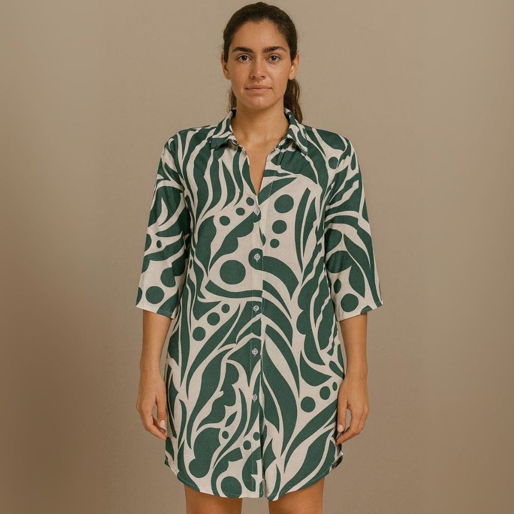Saída De Praia Camisão Chemize Estampa Natureza Linha Premium Hangar - Imagem 3