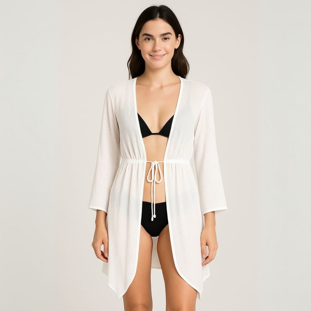 Saída De Praia Com Ponta Em Tule Linha Premium Hangar Lingerie - Imagem 3
