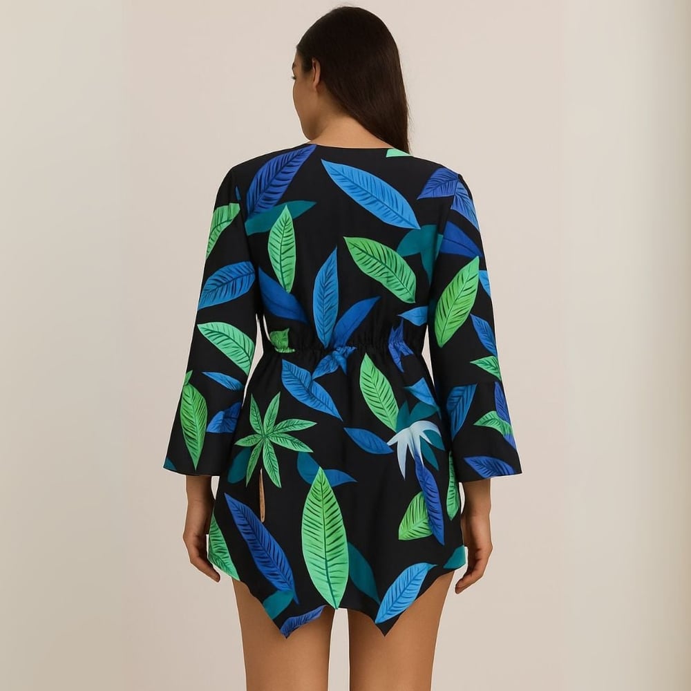 Saída De Praia Estampas Folhas Eco Linha Premium Hangar Lingerie - Imagem 4