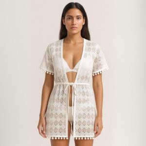Saída De Praia Pompom Linha Premium Hangar Lingerie