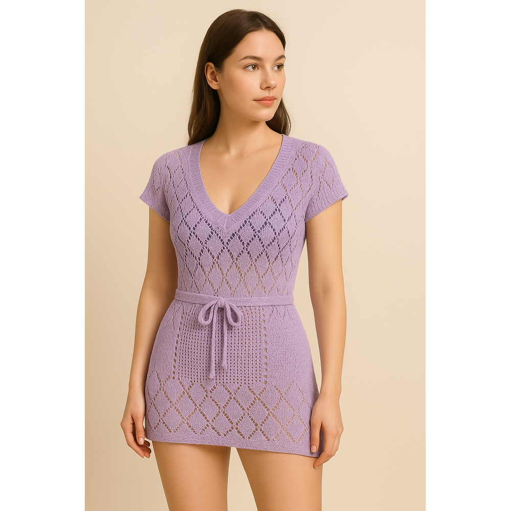 Saída De Praia Vestido Em Tricot Coleção Reveillon - Imagem 9