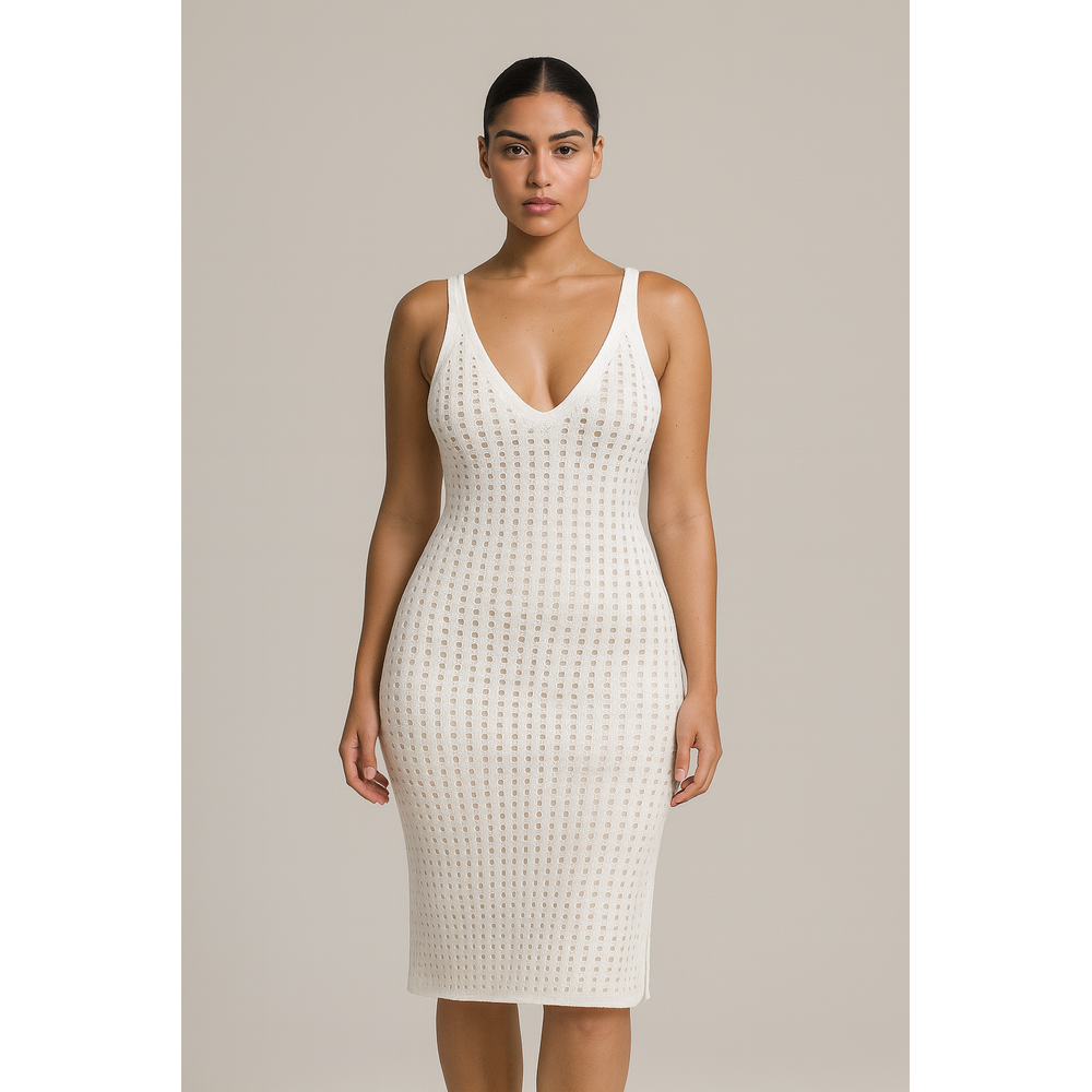 Saída De Praia Vestido Em Tricot Coleção Reveillon - Imagem 5