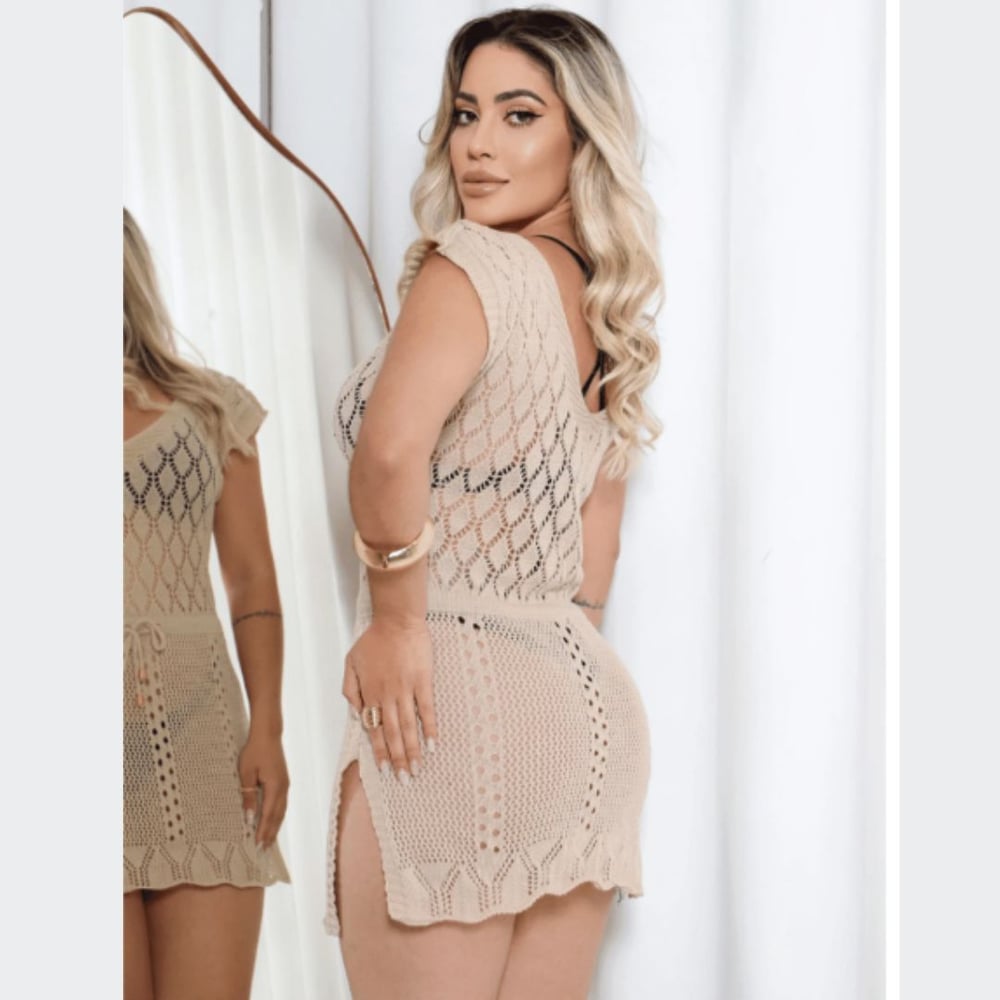 Saída De Praia Vestido Em Tricot Coleção Reveillon - Imagem 2