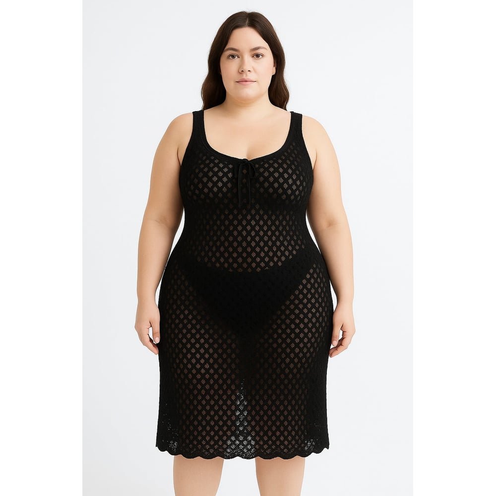 Saída De Praia Vestido Plus Size Em Tricot Coleção Reveillon - Imagem 3