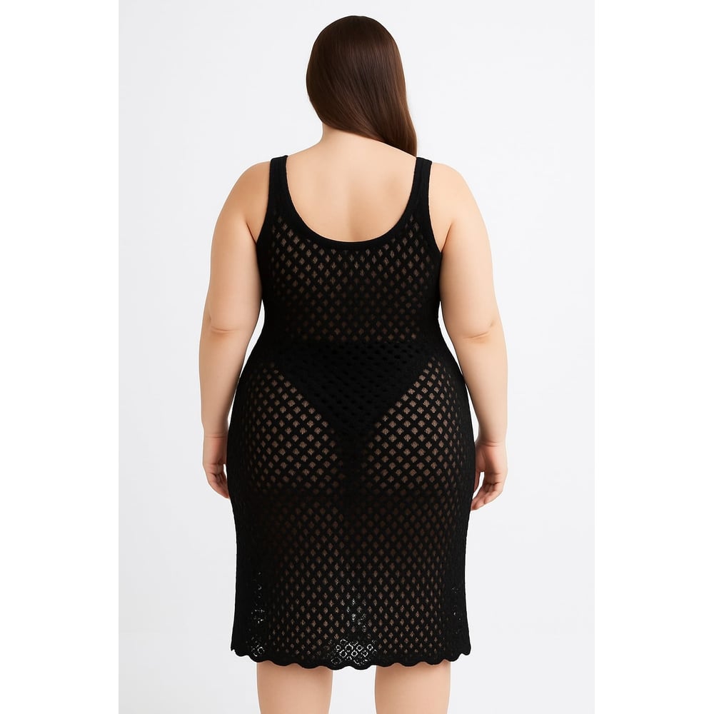 Saída De Praia Vestido Plus Size Em Tricot Coleção Reveillon - Imagem 4
