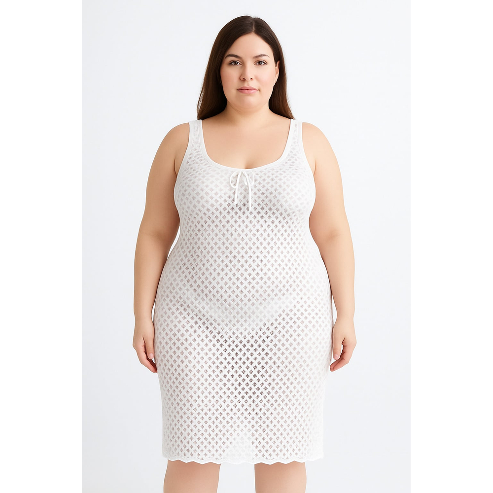 Saída De Praia Vestido Plus Size Em Tricot Coleção Reveillon - Imagem 5