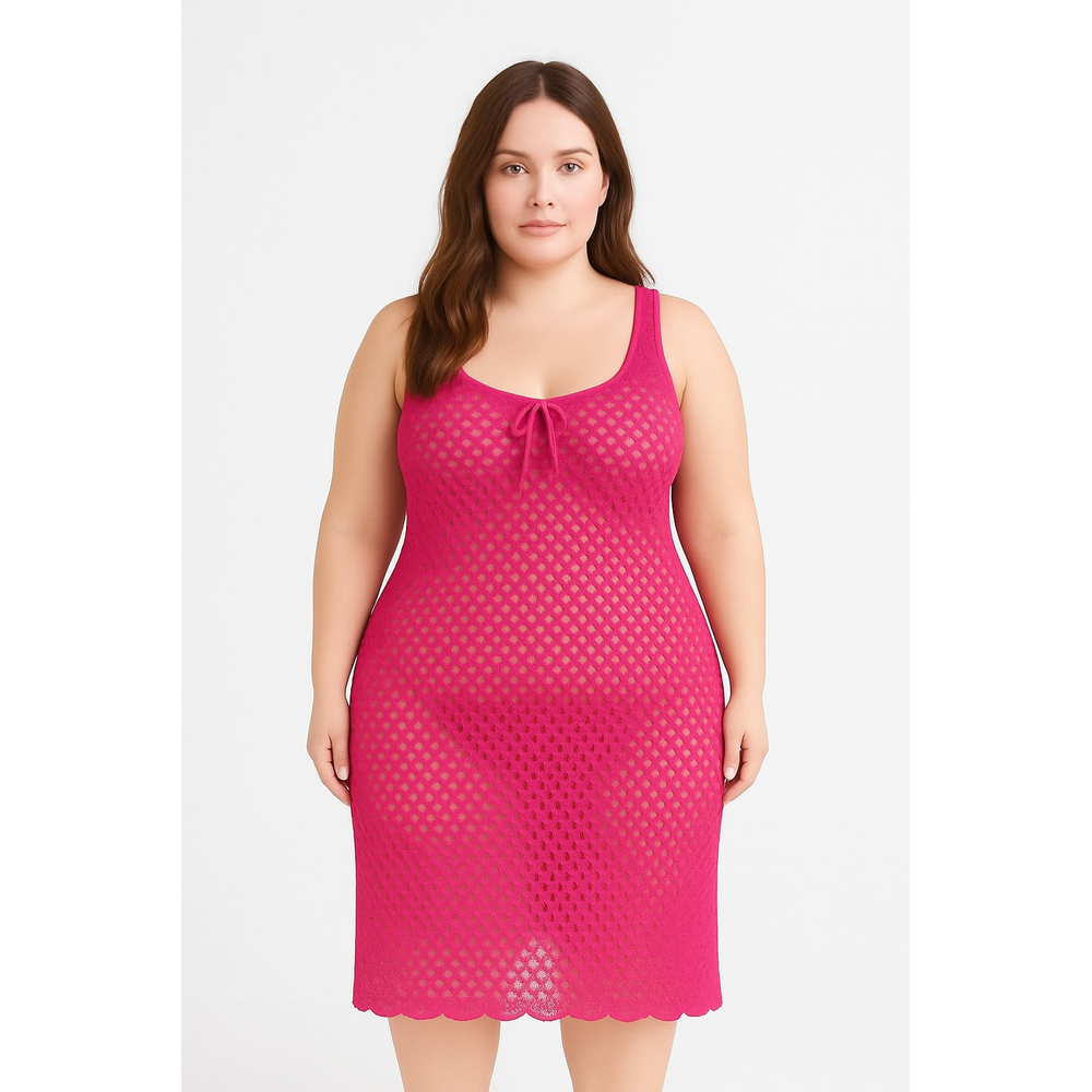 Saída De Praia Vestido Plus Size Em Tricot Coleção Reveillon - Imagem 7