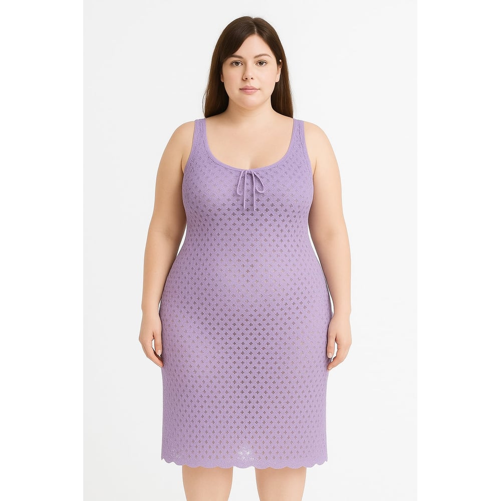 Saída De Praia Vestido Plus Size Em Tricot Coleção Reveillon - Imagem 8