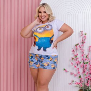 Short Doll Conforto Plus Size Minions Amável Moda Íntima