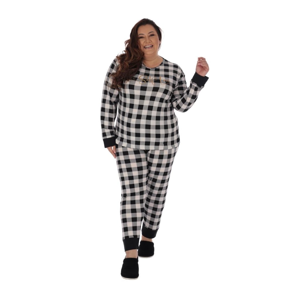 Pijama Gestante Estampado Com Robe Corpo Sensual - Imagem 3