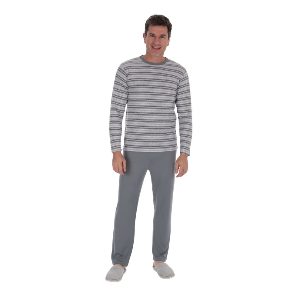 Pijama Masculino Suede Listrado Variados Victory - Imagem 3