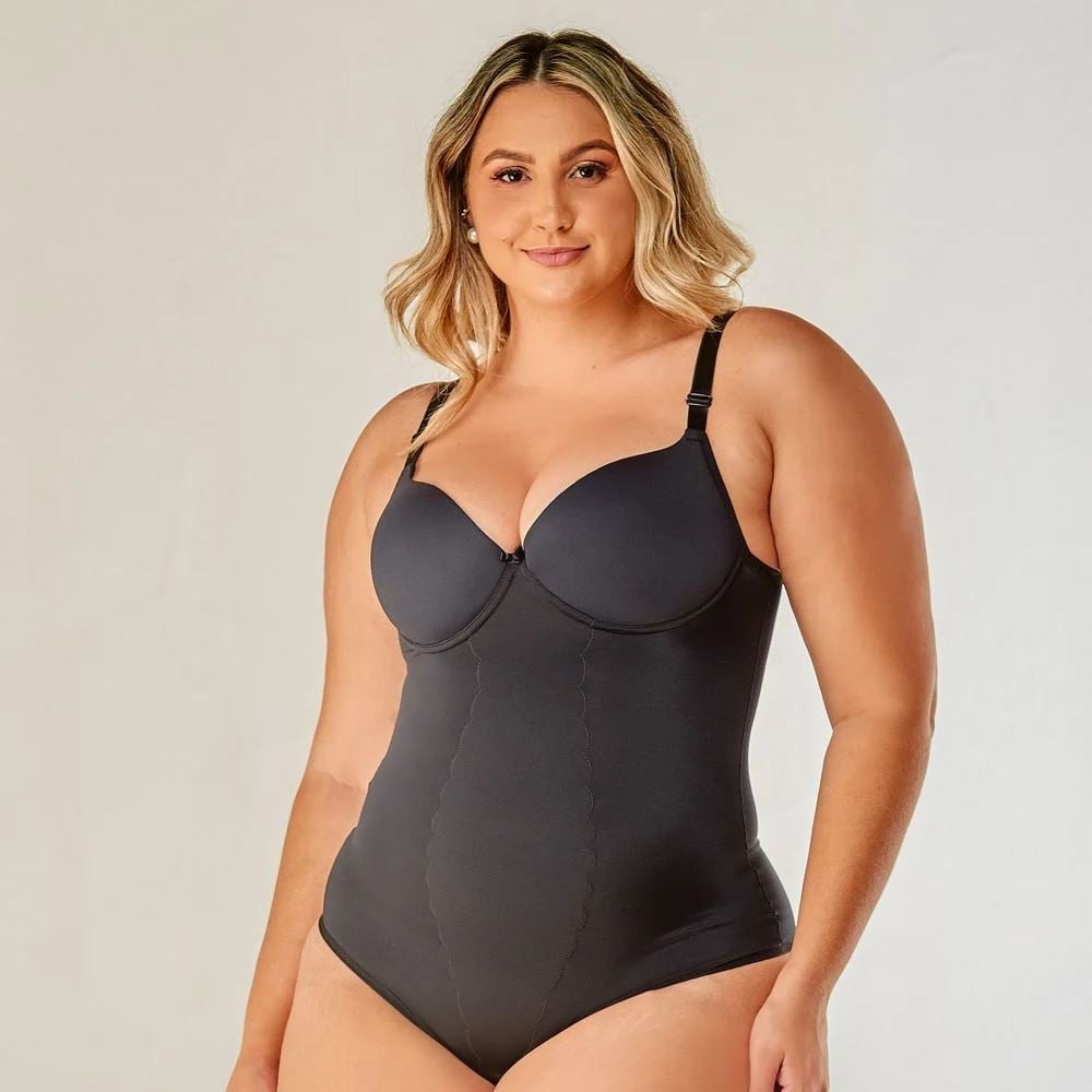 Body Plus Size Liso Modela Média Compressão Vi Lingerie - Imagem 2