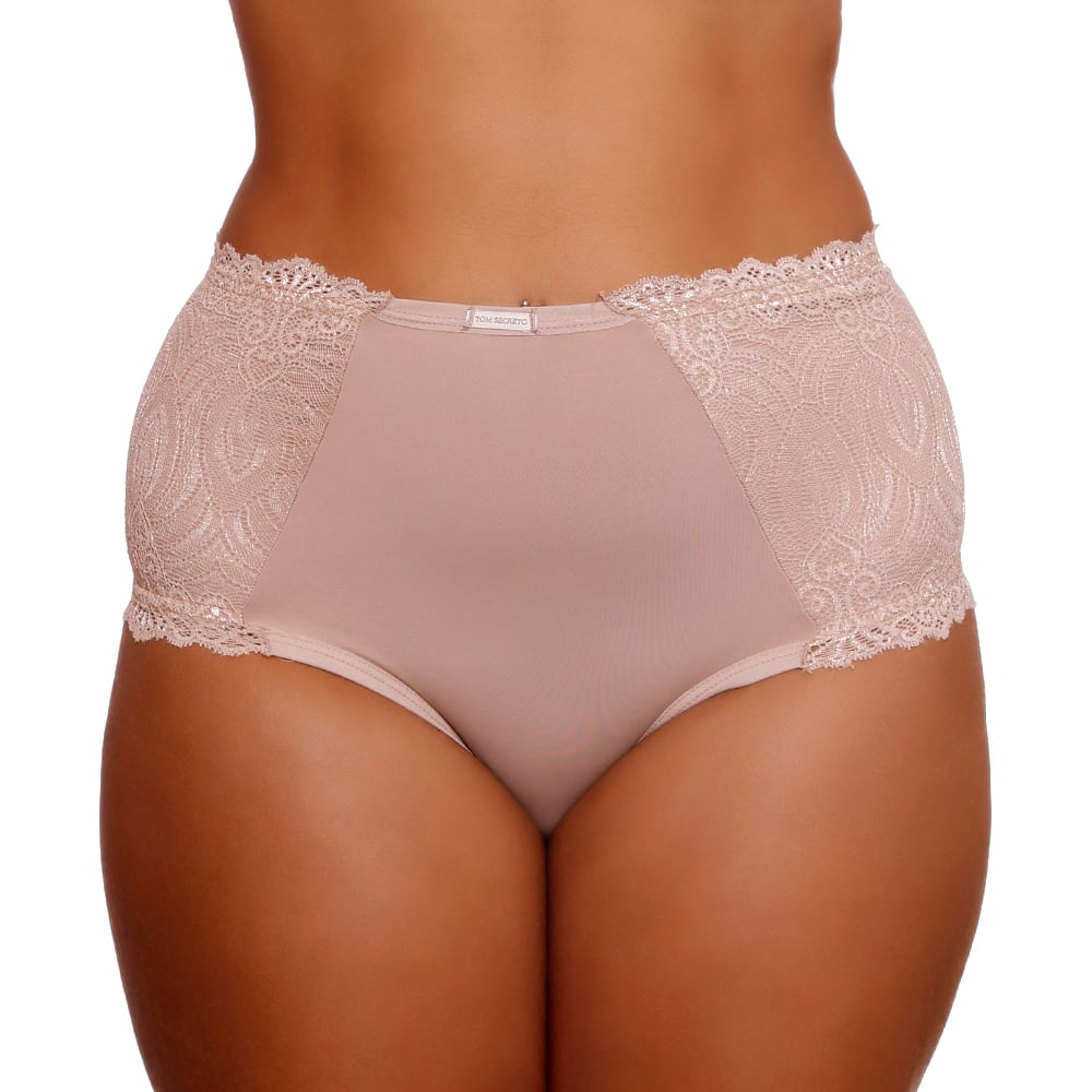 Calcinha Confort Cintura Alta Com Renda Tom Secreto By Dy Girl - Imagem 3