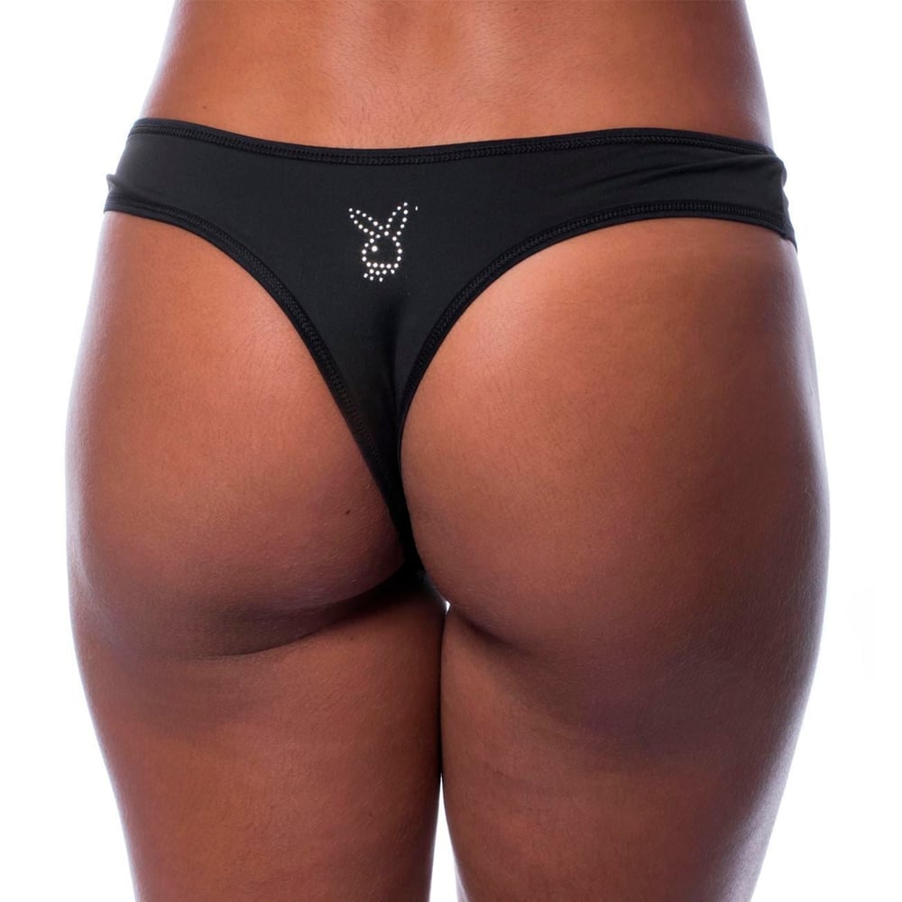 Calcinha Fio Dental Aplicação De Strass Playboy Patitex - Imagem 2