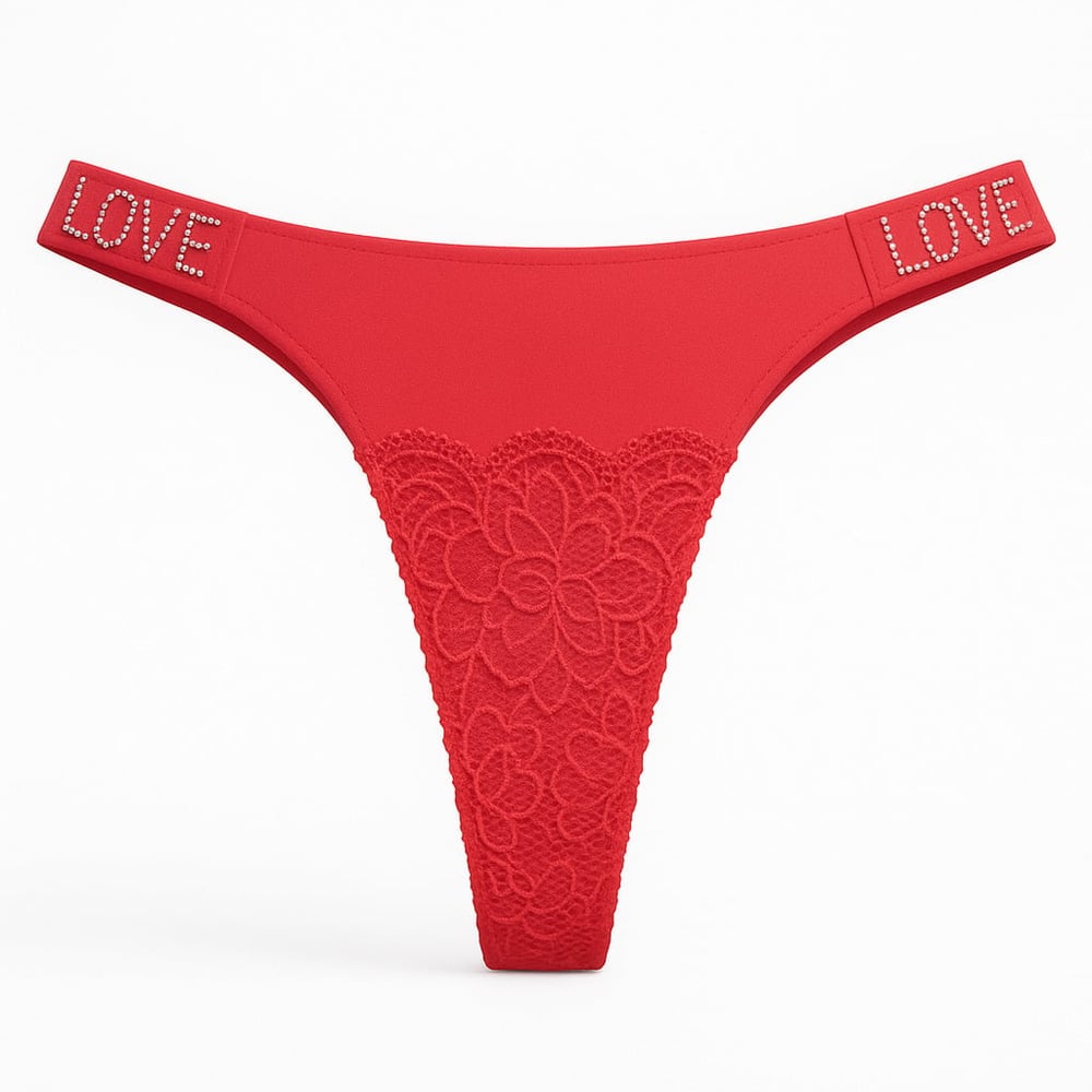 Calcinha Fio Dental Love Corte A Laser Com Detalhe Em Renda - Imagem 5