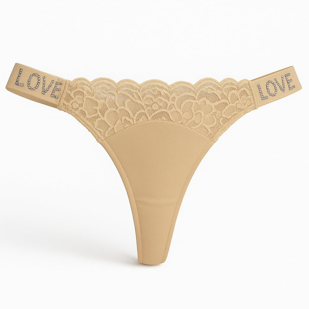 Calcinha Fio Dental Love Corte A Laser Com Detalhe Renda Frontal - Imagem 2