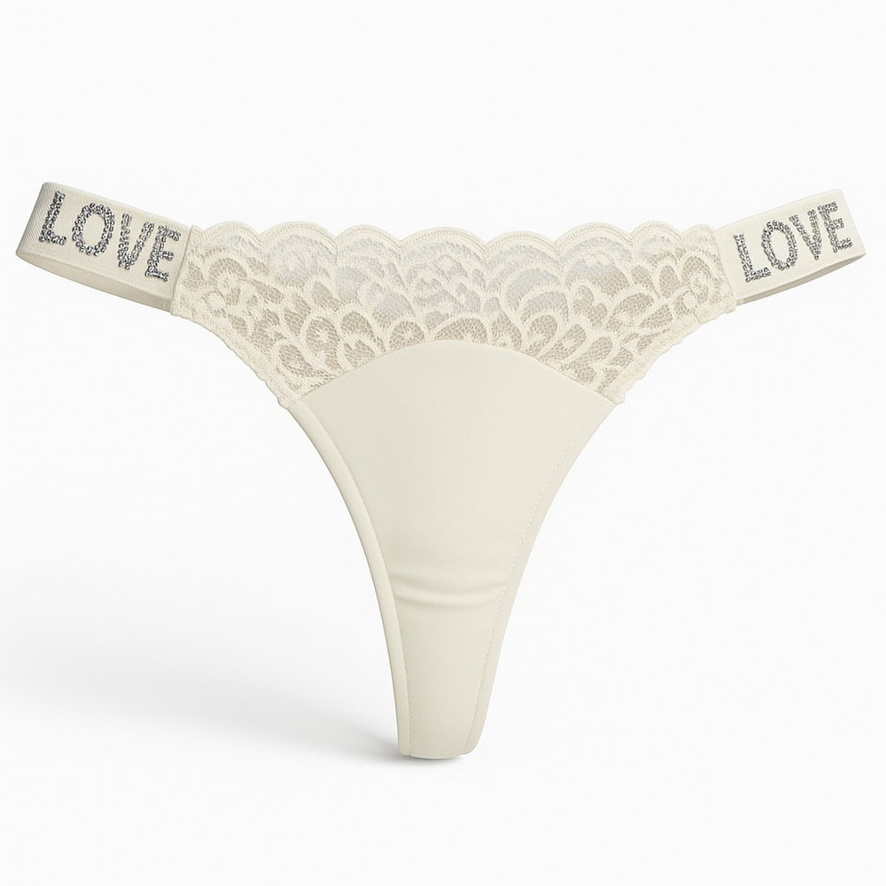 Calcinha Fio Dental Love Corte A Laser Com Detalhe Renda Frontal - Imagem 3