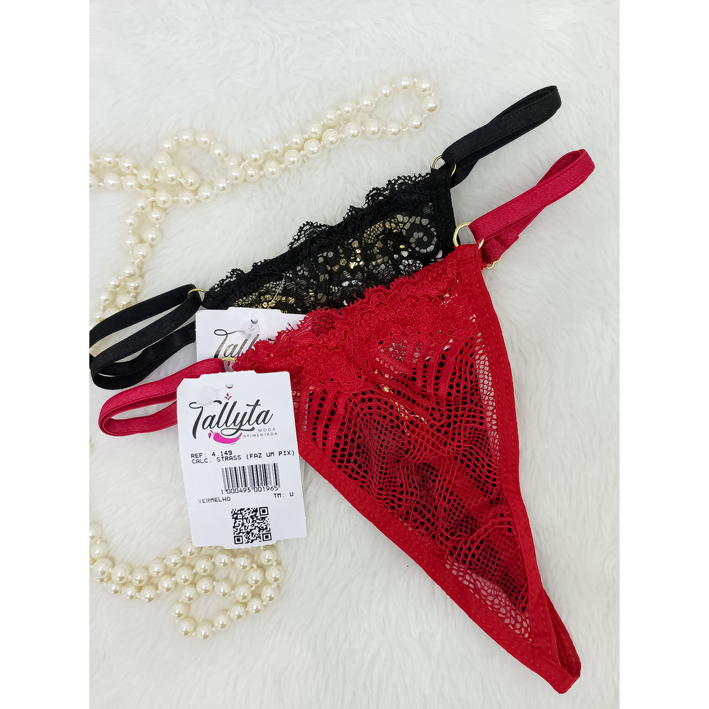 Calcinha Strass Me Come Em Renda Tallyta Moda Apimentada - Imagem 7