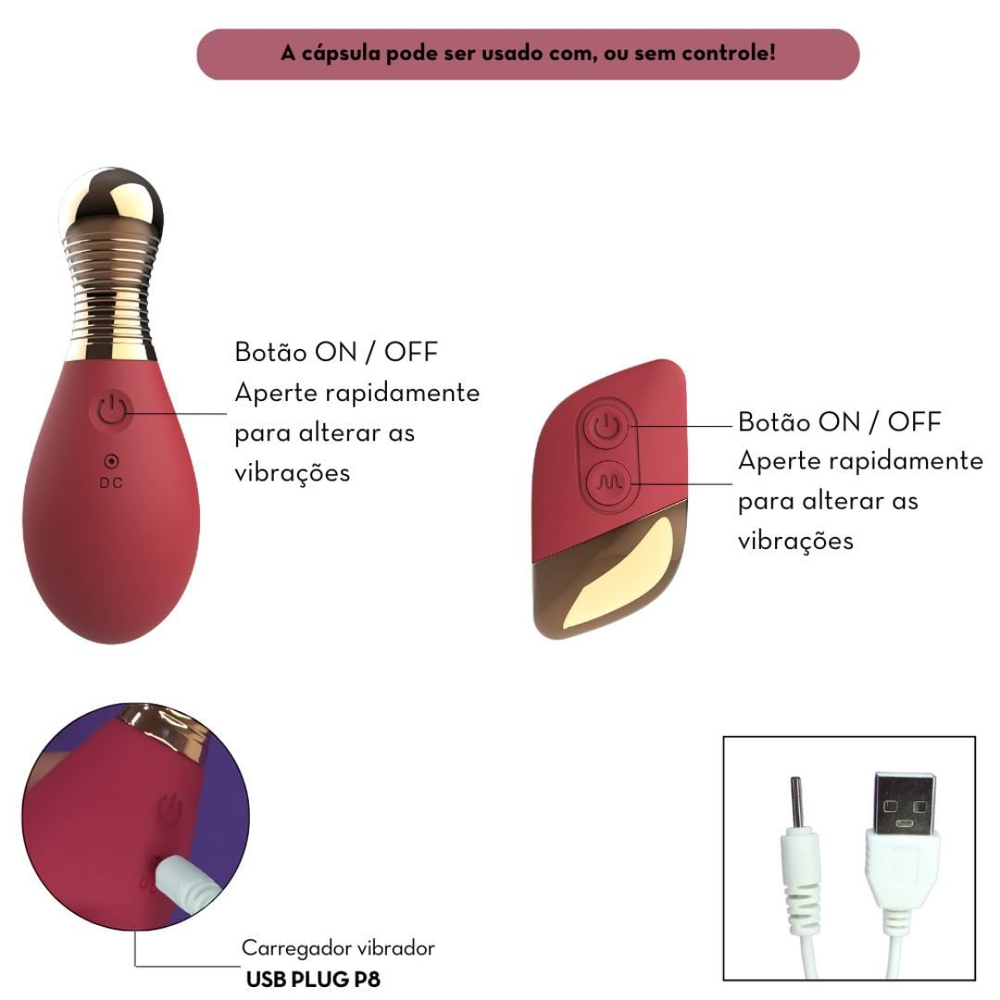 Cápsula Vibratória Light Bulb Com Controle 10 Vibrações Vibe Toys - Imagem 10