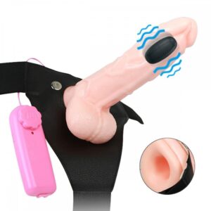 Cinta Com Capa Peniana Realística Vibratória 17,5 X 4Cm Vibe Toys