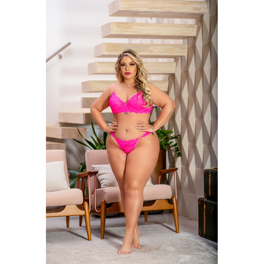 Conjunto Plus Tally Neon Em Renda Tallyta Moda Apimentada - Imagem 3
