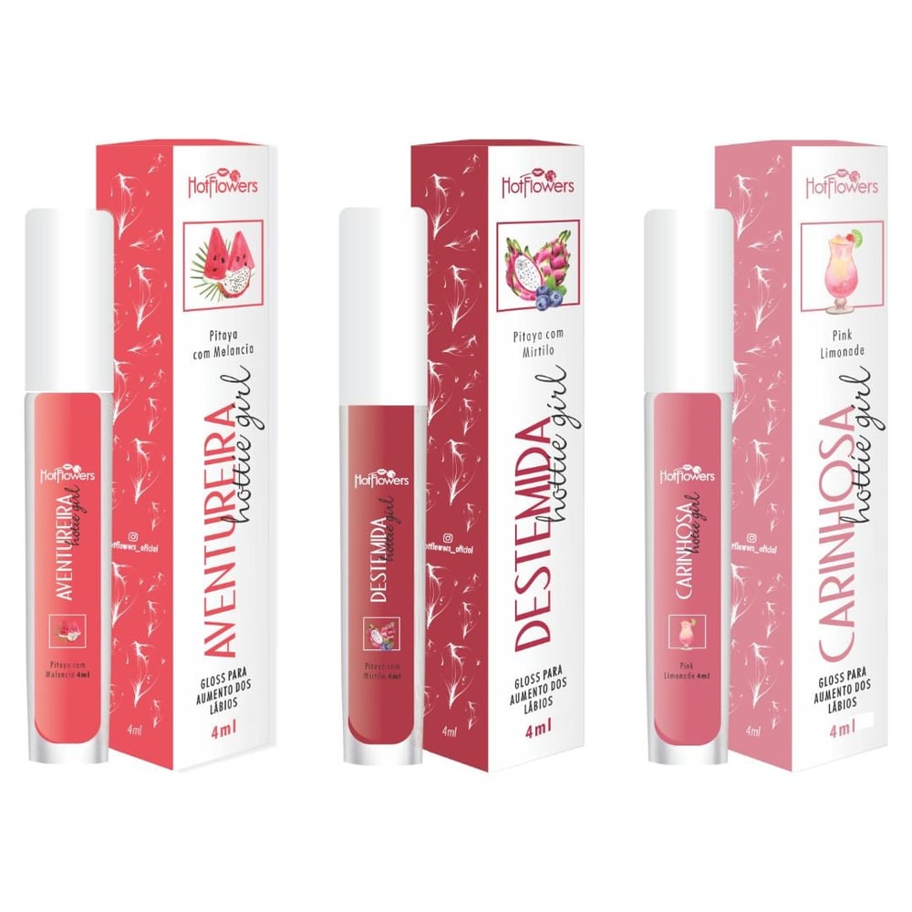Gloss Para Aumento Dos Lábios Hottie Girl 4Ml Hot Flowers