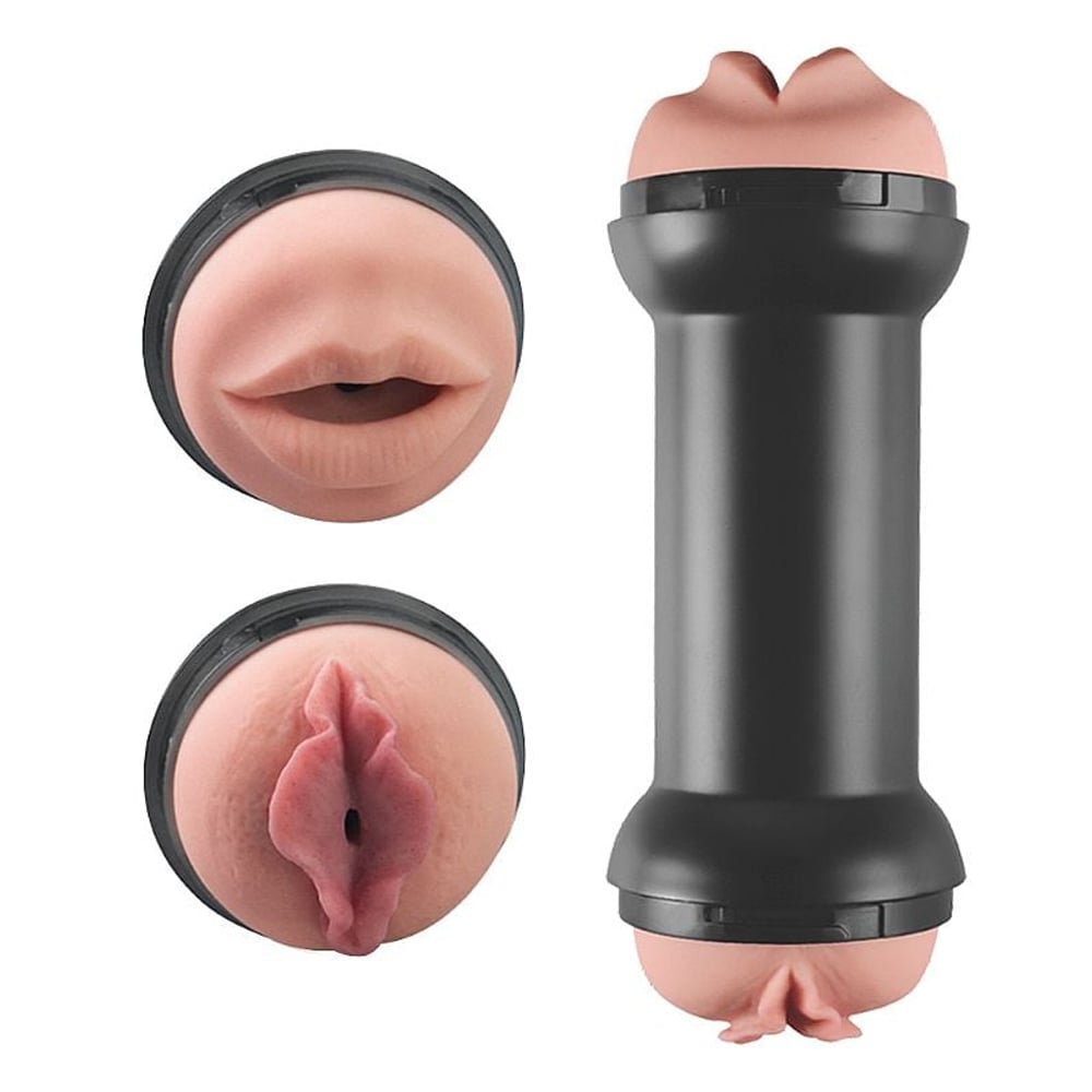 Halteres Masturbador Duplo Vagina E Boca Exciting Steel - Imagem 3