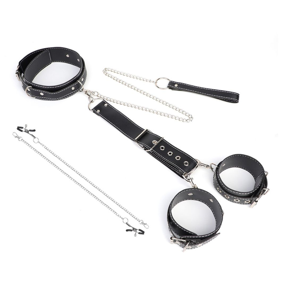 Kit Bondage Com Corrente De Tração E Guia Com Coleira Vibe Toys - Imagem 6