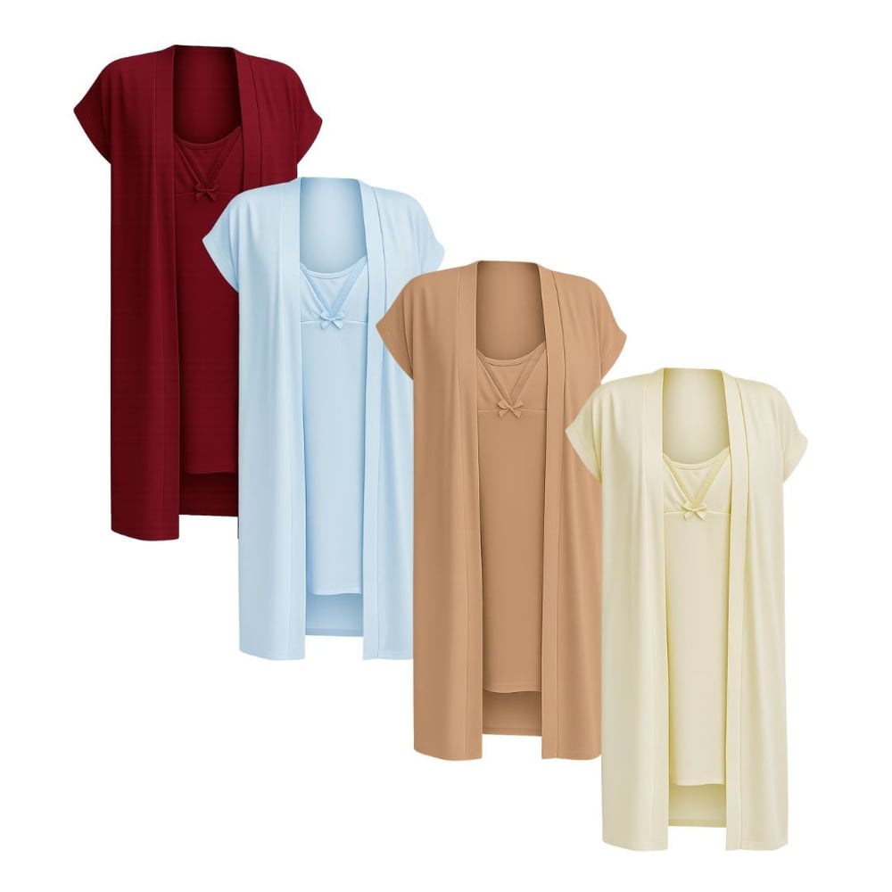 Kit Rendado Camisola Amamentação Com Alça Click E Robe Íntima Delas - Imagem 7