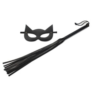 Kit Mulher Gato Com Chicote E Máscara Sexy Fantasy