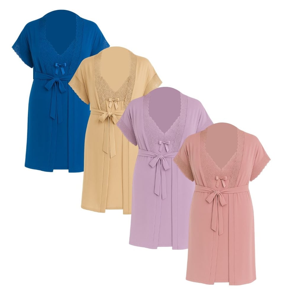 Kit Camisola Amamentação Com Alça Click E Robe Íntima Delas - Imagem 7