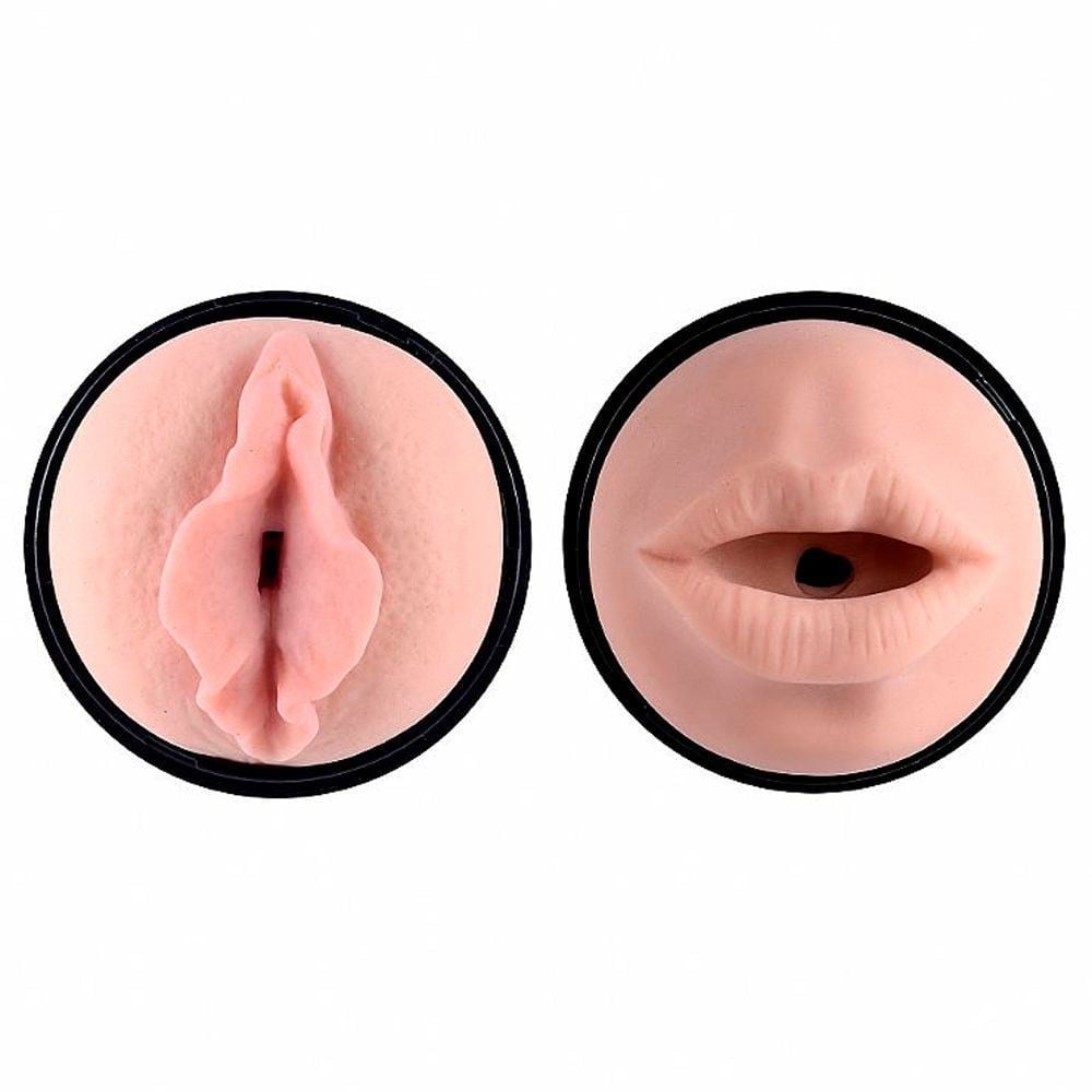 Masturbador Lanterna Duplo Halteres Vagina E Boca Em Cyberskin Lovetoy - Imagem 4