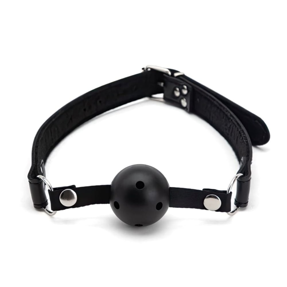 Mordaça Bola Com Regulagem Em Couro Vibe Toys - Imagem 8