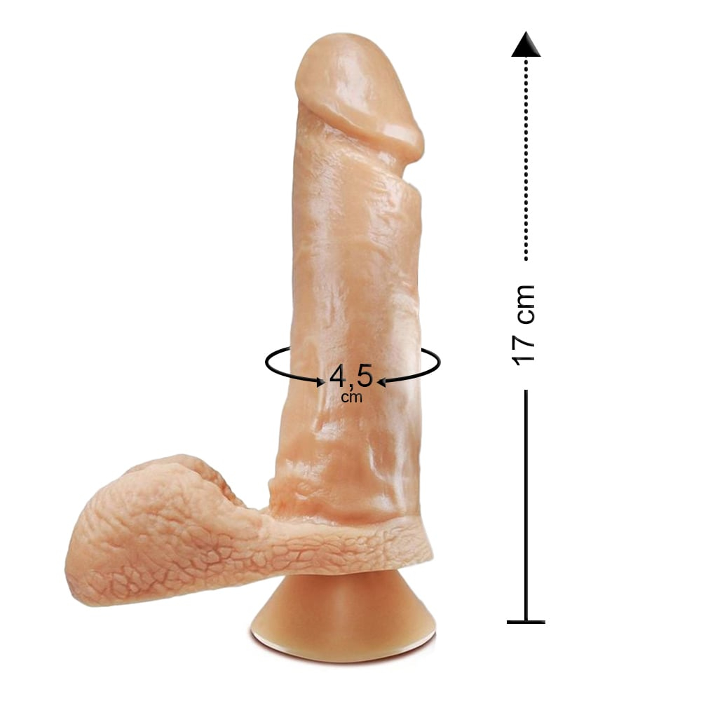 Pênis Realístico Com Escroto E Ventosa 17 X 4,5Cm Linha Pura Luxúria Sexy Fantasy - Imagem 2