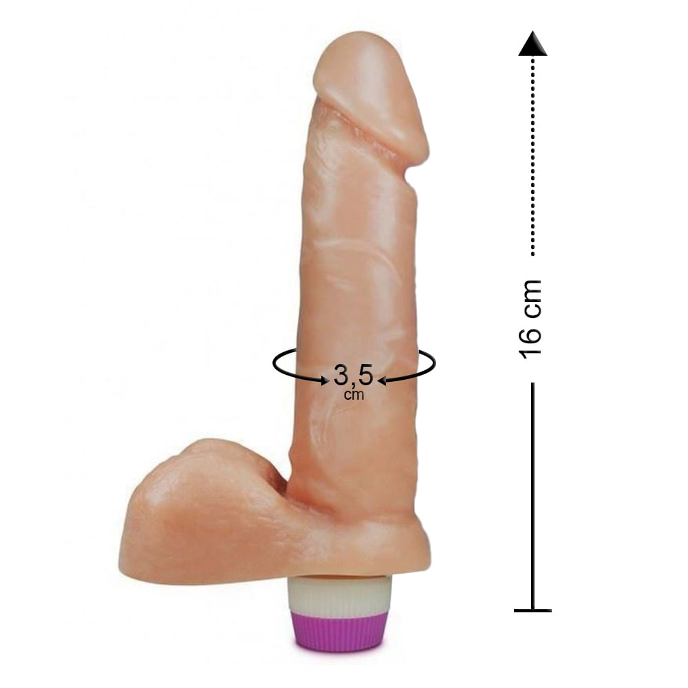 Pênis Realístico Com Escroto E Vibro 16 X 3,5Cm Linha Pura Luxúria Sexy Fantasy - Imagem 2