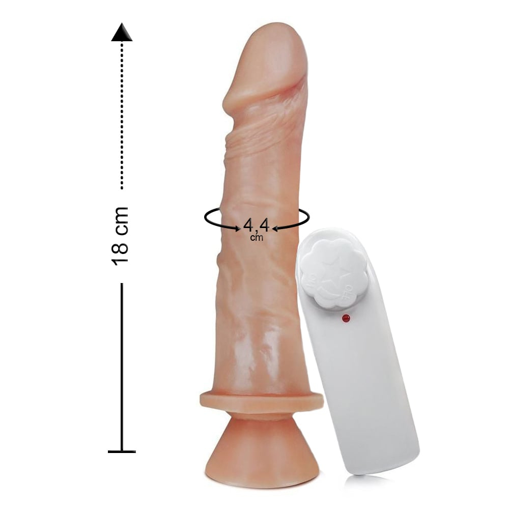 Pênis Realístico Com Vibração E Ventosa 18 X 4,4Cm Linha Pura Luxúria Sexy Fantasy - Imagem 2
