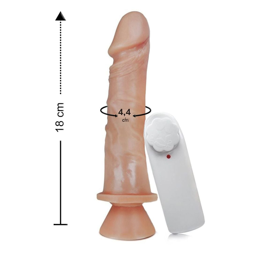 Pênis Realístico Com Vibro E Ventosa 18 X 4,4Cm Linha Pura Luxúria Sexy Fantasy - Imagem 2