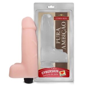 Pênis Realístico Em Cyberskin Com Vibro 18 X 5Cm Linha Pura Ambição Sexy Fantasy