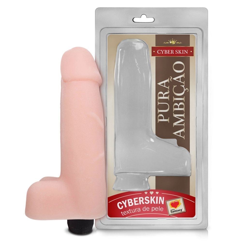 Pênis Realístico Em Cyberskin Com Vibro 18 X 5Cm Linha Pura Ambição Sexy Fantasy