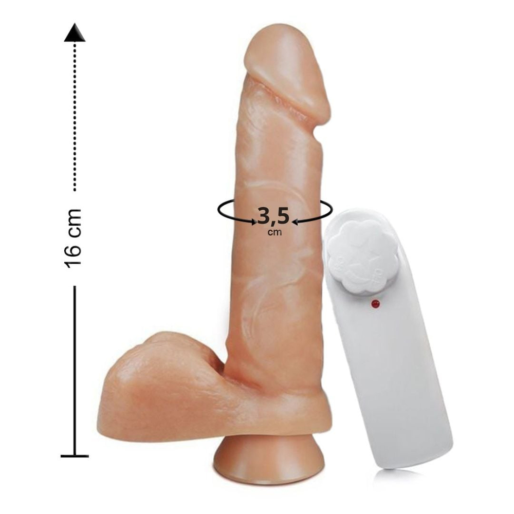 Pênis Realístico Maciço Com Vibro E Ventosa 16 X 3,5Cm Linha Pura Luxúria Sexy Fantasy - Imagem 2